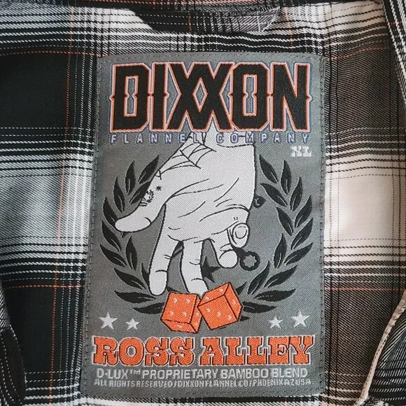 Dixxon Flannel Company Shirt Mens XL Black White Ross Alley Bamboo Blend Plaid - Picture 5 of 10